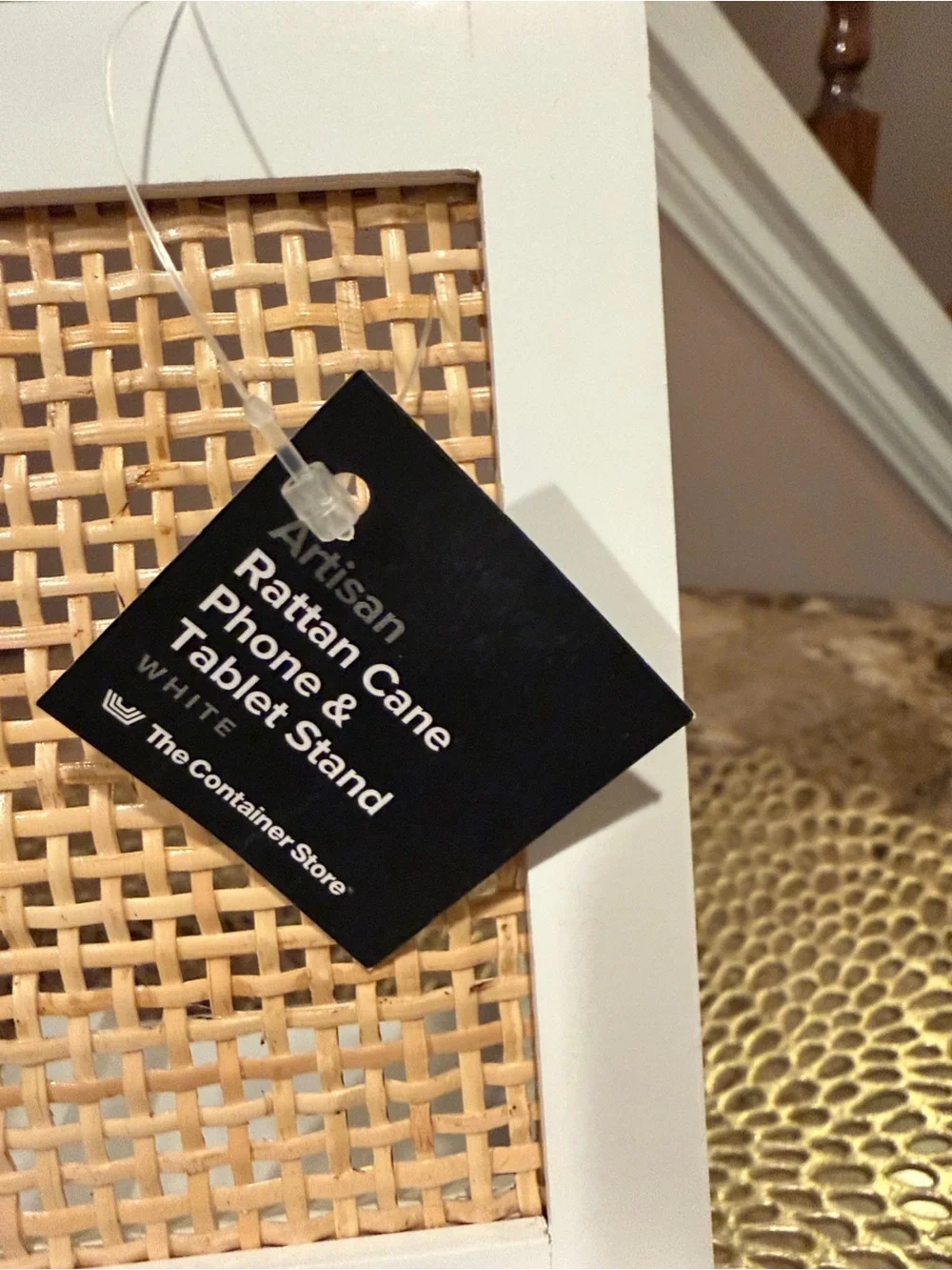 The Container Store Artisan White & Natural Rattan Phone and Tablet Stand